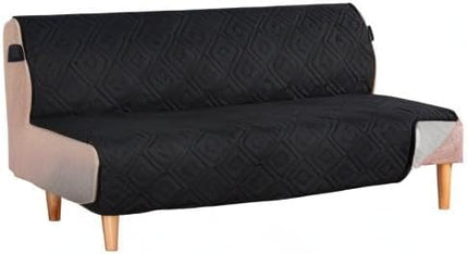 Futon Cover Reversible Sofa Slipcover Furniture Protector Water Resistant 2 Inch Wide Elastic Straps Sofa Bed Pets Kids Dog Cat Fit Sitting Width Up to 70"(Futon, Black/Grey)