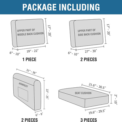 Multi-Pieces Sofa Covers Stretch Couch Covers Form Fitted Seats and Back Chions Covers (3 Seat Covers Pl 3 Back Cion Covers, Bon 2 Armrest Covers), Sand