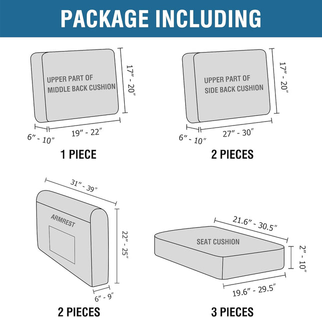 Multi-Pieces Sofa Covers Stretch Couch Covers Form Fitted Seats and Back Chions Covers (3 Seat – product detail