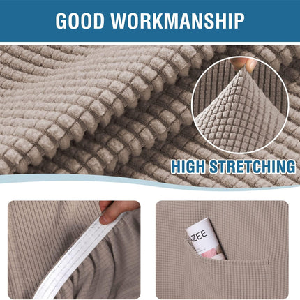 Multi-Pieces Sofa Covers Stretch Couch Covers Form Fitted Seats and Back Chions Covers (3 Seat Covers Pl 3 Back Cion Covers, Bon 2 Armrest Covers), Sand