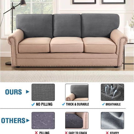 Jacquard Couch Chion Covers High Stretch Sofa Covers for 3 Chion Couch Furniture Protector Spandex Anti-Slip Soft Thickened Slipcovers Crizzle Pattern(3 Back Covers, Grey)