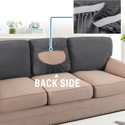 Jacquard Couch Chion Covers High Stretch Sofa Covers for 3 Chion Couch Furniture Protector Spandex Anti-Slip Soft Thickened Slipcovers Crizzle Pattern(3 Back Covers, Grey)