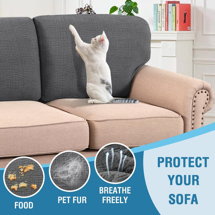 Jacquard Couch Chion Covers High Stretch Sofa Covers for 3 Chion Couch Furniture Protector Spandex Anti-Slip Soft Thickened Slipcovers Crizzle Pattern(3 Back Covers, Grey)