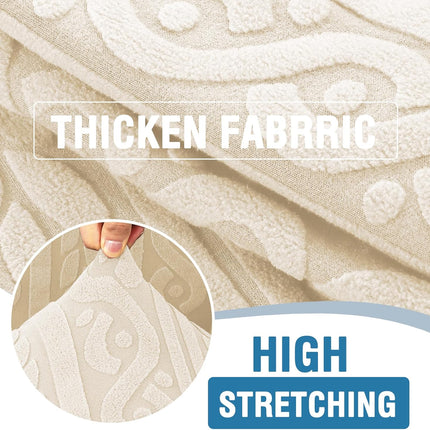 Sofa Cover 1 Piece Stretch Sofa Slipcovers Non Slip Sofa Cover with Elastic Bottom Washable for Kids, Pets Upgrade Thick Jacquard Fabric with Spiral Pattern(75"-85", Ivory)