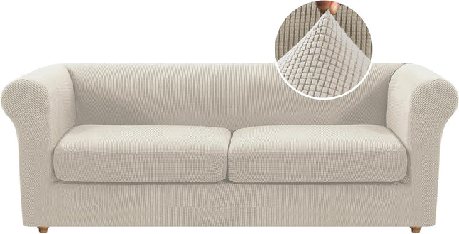 3 Pieces Stretch Chesterfield Sofa Covers for 2 Chion Couch Mid Century Deep Seat Slip V1258-DP02-F-659