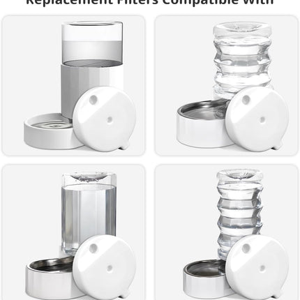 8Pcs Gravity Pet Water Fountain Filters, Automatic Pet Waterer Replacement Filters for 3.6L/4.6L/6L/8L Dog Water Dispenser(8 Filters with 1Brush)