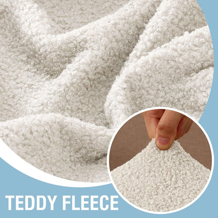 Waterproof Sofa Seat Chion Covers Sofa Covers for Seating Couch Chion Slipcover Protectors Non Slip Chion Cover, Made of Looped Fleece Fabric Durable Sturdy (3 Pack, Natural White)