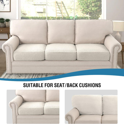 Waterproof Sofa Seat Chion Covers Sofa Covers for Seating Couch Chion Slipcover Protectors Non Slip Chion Cover, Made of Looped Fleece Fabric Durable Sturdy (3 Pack, Natural White)