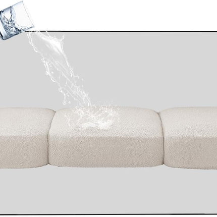 Waterproof Sofa Seat Chion Covers Sofa Covers for Seating Couch Chion Slipcover Protectors Non Slip Chion Cover, Made of Looped Fleece Fabric Durable Sturdy (3 Pack, Natural White)