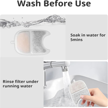 Cat Water Fountain Filter Replacement Pet Drinking Fountain Filters Compatible with 135 fl oz/4L Cat Water Fountain-12 Set Filters with Sponges