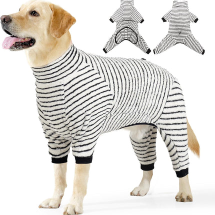 Dog Winter Coat Sweater Dog Clothes Soft Fleece Pullover Pajamas, Dog Cold Weather Coats Warm Windproof Fullbody Jumpsuit Fleece Onesie for Dogs, Thick Pet Snowsuit Christmas Black