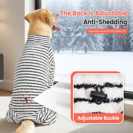 Dog Winter Coat Sweater Dog Clothes Soft Fleece Pullover Pajamas, Dog Cold Weather Coats Warm Windproof Fullbody Jumpsuit Fleece Onesie for Dogs, Thick Pet Snowsuit Christmas Black