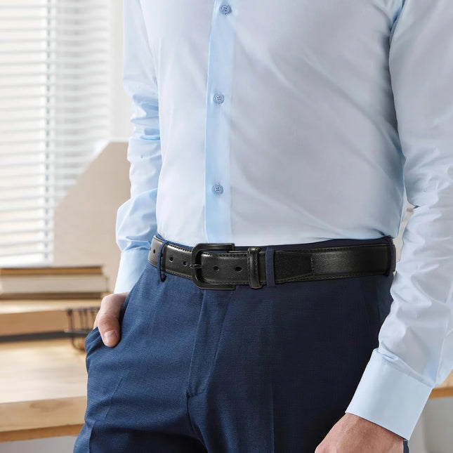 Men's Metal Free Leather Belt TSA Approved Non Metal Belt for Men Jeans with Hypoallergenic Buckle – product detail