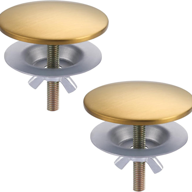 Kitchen Sink Hole Cover, 2 PCS Faucet Plate Stopper, Countertop Cap, Tap Blanking Metal Plug, Brushed Gold