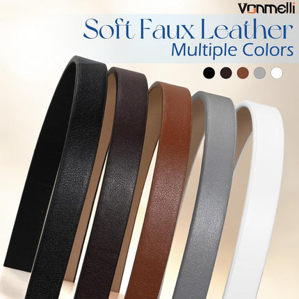 5 Pack Women Skinny Leather Belt Thin Waist No Hole Belt for Ladies Jeans Dress Pants 0.55" Width