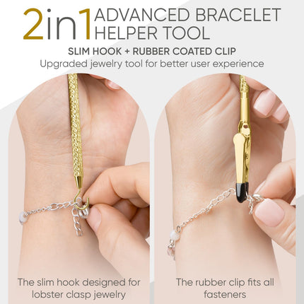 Bracelet Helper Tool with Hook - Fastener Helper Tool for Bracelet, Necklace, Jewelry, Watch - Rose, Gold, Bundle