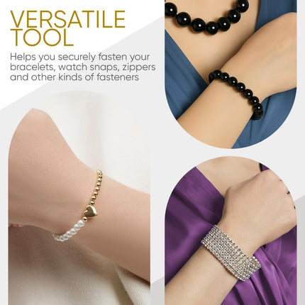 Bracelet Helper Tool with Hook - Fastener Helper Tool for Bracelet, Necklace, Jewelry, Watch - Blue, Gold, Bundle