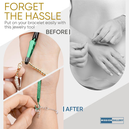 Bracelet Helper Tool with Hook - Fastener Helper Tool for Bracelet, Necklace, Jewelry, Watch - Silver, Gold, Emerald, Bundle