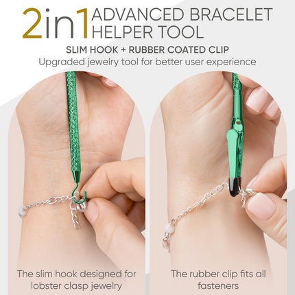 Bracelet Helper Tool with Hook - Fastener Helper Tool for Bracelet, Necklace, Jewelry, Watch - Teal, Emerald, Rose, Bundle