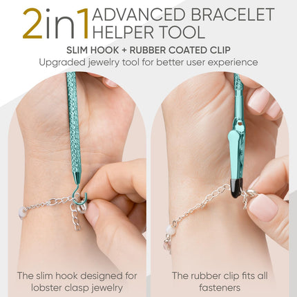 Bracelet Helper Tool with Hook - Fastener Helper Tool for Bracelet, Necklace, Jewelry, Watch - Silver, Rose, Teal, Bundle