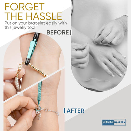 Bracelet Helper Tool with Hook - Fastener Helper Tool for Bracelet, Necklace, Jewelry, Watch - Silver, Rose, Teal, Bundle