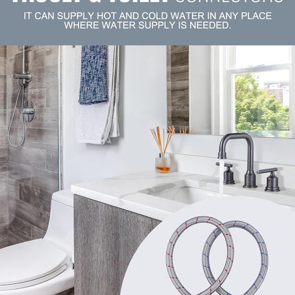 ALEASHA 36” Length Faucet Supply Lines,Flexible Faucet Hose Connector 3/8" to 3/8" Female Compression Thread Stainless Steel Braided Bathroom Kitchen Faucet Extension Water Supply Line,2Pcs