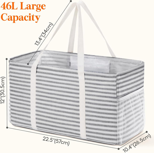 Extra Large Tote Bag Reable Grocery Bags with Metal Wire Frame and Handles Standing Utility – product detail