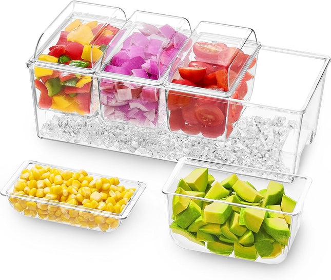 Taco Bar Serving Set for Party with 4 x 20 oz Containers Ice Chilled Condiment V1258-DP02-F-737