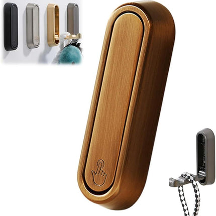 Folding Coat Hooks,Retractable Wall Closet Hooks,Heavy Duty Hook Bathroom Towel Hooks Robe Hooks Wall Mounted for Hanging Coat Towels Clothes (Brown)