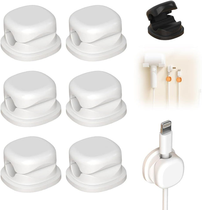 6 Pack Magnetic Cable Clips 2026 New Cord Holder for Nightstand Magnetic Desk Cord Organizer Adhesive