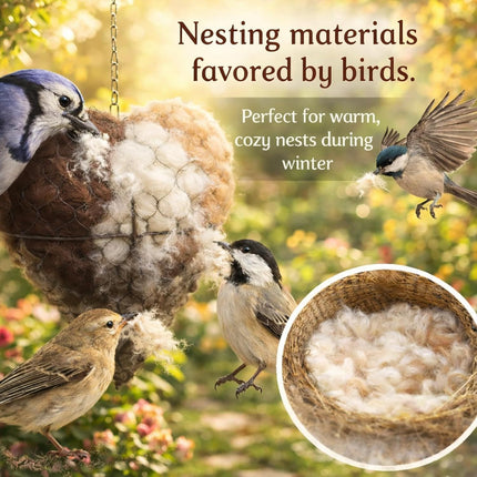 2PCS Alpaca Fiber Bird Nesting, Handmade Alpaca Fiber Bird Nesting Heart (Stuffable), 3 Bags of Nesting Materials, Warm Nests for Winter Birds, for Home Gardens and Wild Birds (2 PCS)