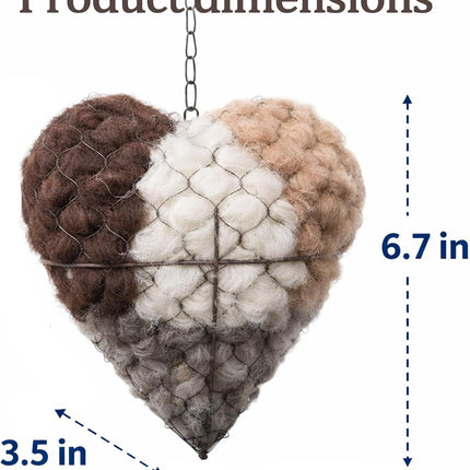 2PCS Alpaca Fiber Bird Nesting, Handmade Alpaca Fiber Bird Nesting Heart (Stuffable), 3 Bags of Nesting Materials, Warm Nests for Winter Birds, for Home Gardens and Wild Birds (2 PCS)