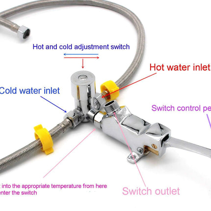 Single Foot Pedal Water Valve Copper Bathroom Faucet for Basin Water Tap Floor Mount Single Pedal Valve Silver