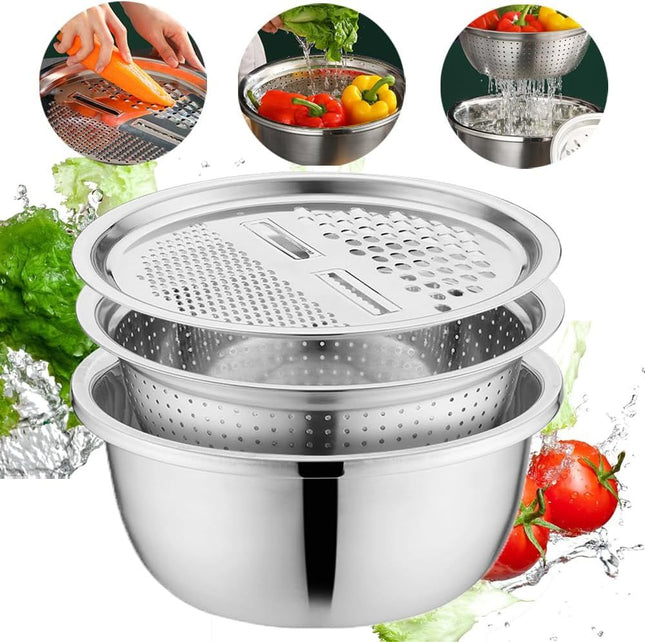 Germany Multifunctional Stainless Steel Basin Multifunction Stainless Steel Basin with Grater 3 in 1 (10.2