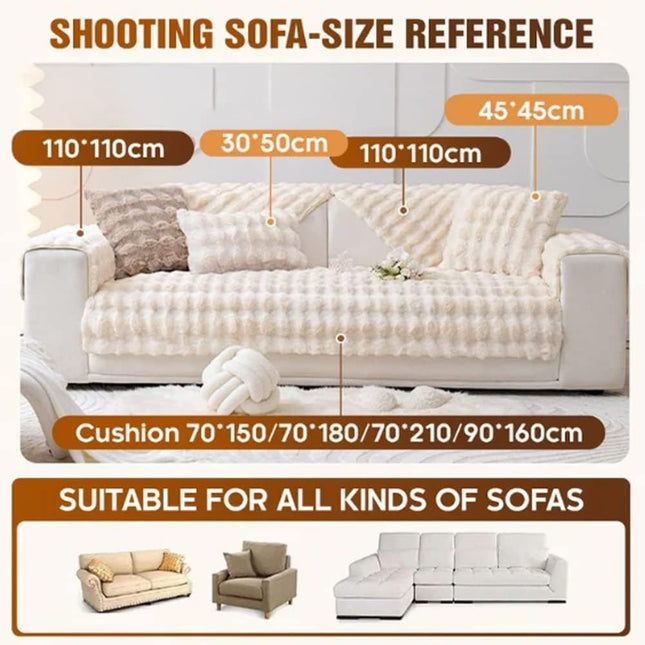Super Soft Plush Non-Slip Sofa Cushion Covers Thick Rabbit Plush Sofa Cushion Super Soft Faux – product detail