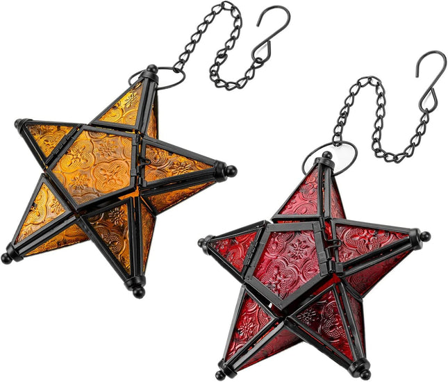 Glass Star Lantern Hanging Ornaments