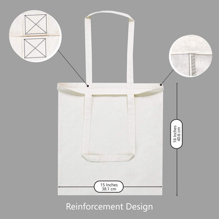 12-Pack Economical 16"x15" Cotton Tote Bags, Lightweight Medium Reusable Grocery Shopping Cloth Bags, Suitable for DIY, Advertising, Promotion, Gift, Activity