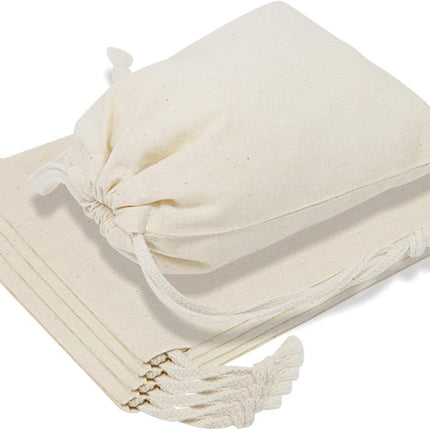 10-Pack 10” x 12” Reusable Produce Bags, Muslin Bags with Drawstrings for Shopping & Storage, 100% Natural Cotton Bags, Washable, Biodegradable, Food Safe