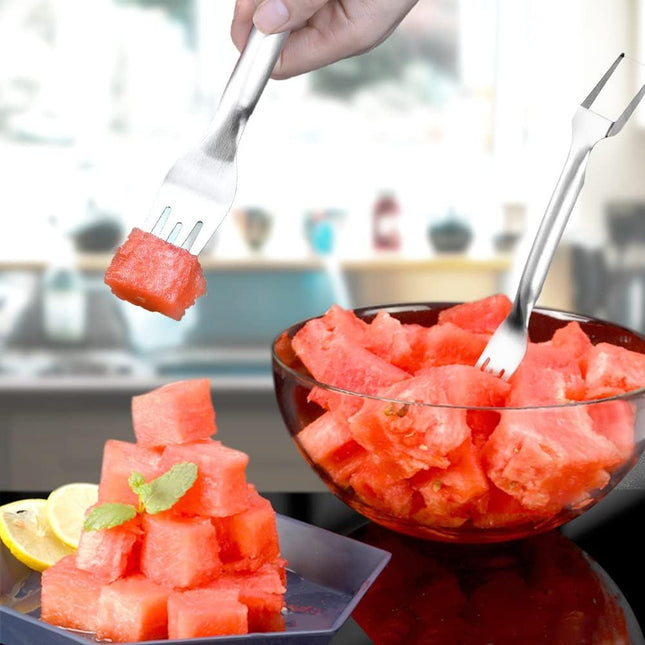 2-in-1 Watermelon Fork Slicer Stainless Steel Fruit Cutter Watermelon Cutter Slicer Tool (2) – product detail