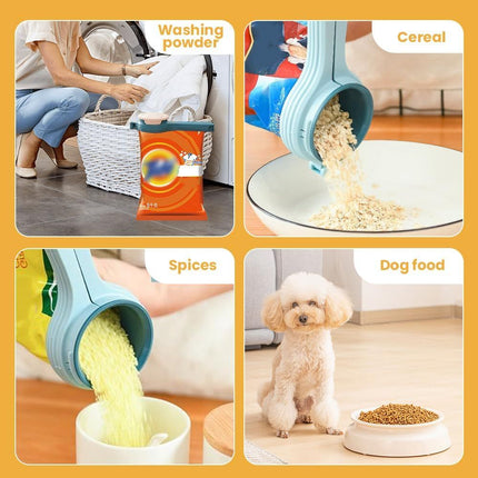 Bag Clip with Pour Spout, Food Bag Sealing Clip, Reusable Plastic Cap Sealer (4)