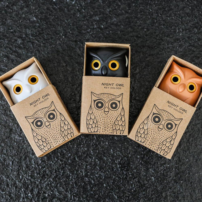 Owl Key Holder Night Owl Magnetic Wall Key Holder Owl Key Hooks Automatic Open Close Eyes (Black Plus – product detail