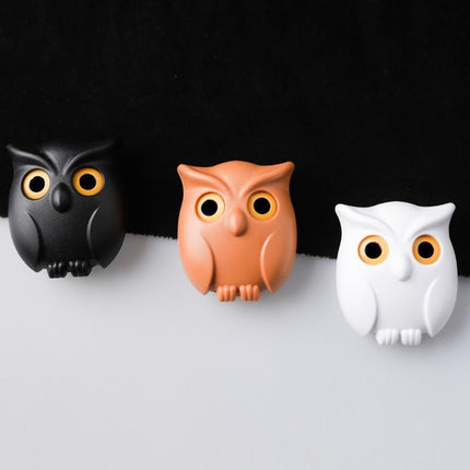 Owl Key Holder, Night Owl Magnetic Wall Key Holder Owl Key Hooks, Automatic Open Close Eyes Owl Key Holder with Wall Self-Adhesive Tape (Black+White)