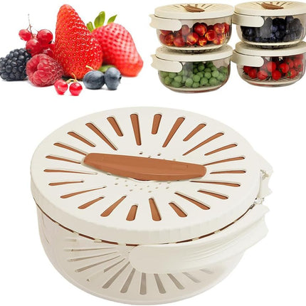 2-in-1 Draining and Preservation Basket, 2026 Upgraded Multifunctional Fruit and Vegetable Washing Bowl with Handle Fruit Strainer Container with Lid for Kitchen, Fridge, Picnic, Camping (Brown)