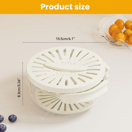 2-in-1 Draining and Preservation Basket, 2026 Upgraded Multifunctional Fruit and Vegetable Washing Bowl with Handle Fruit Strainer Container with Lid for Kitchen, Fridge, Picnic, Camping (Brown)