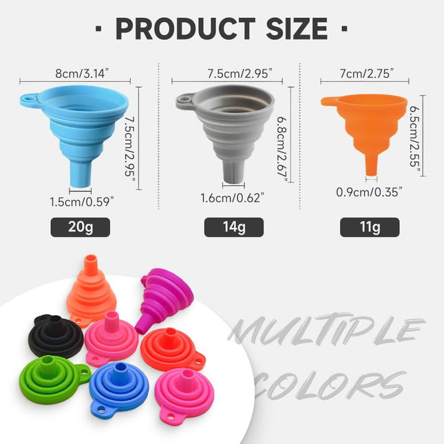Kitchen Funnel Set 2025 New Food Grade Silicone Collapsible Funnel Funnels for Kitchen Use Filling (Color – product detail
