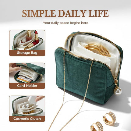 Travel Jewelry Case, Small Velvet Jewelry Pouch Bag with Zipper, Mini Portable Organizer for Earrings Rings Necklaces, Anti-Scratch Portable Storage Bag (Smog Blue)