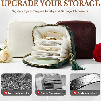 Travel Jewelry Case, Small Velvet Jewelry Pouch Bag with Zipper, Mini Portable Organizer for Earrings Rings Necklaces, Anti-Scratch Portable Storage Bag (Smog Blue)