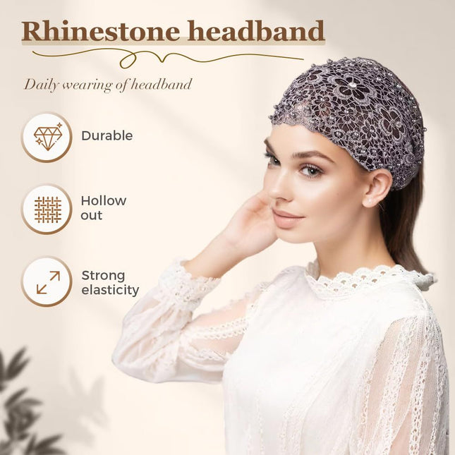 2025 New Elegant Floral Beaded Headbands for Women Wide Lace Hair Bandanas Boho Hair Accessories (5PCS one – product detail