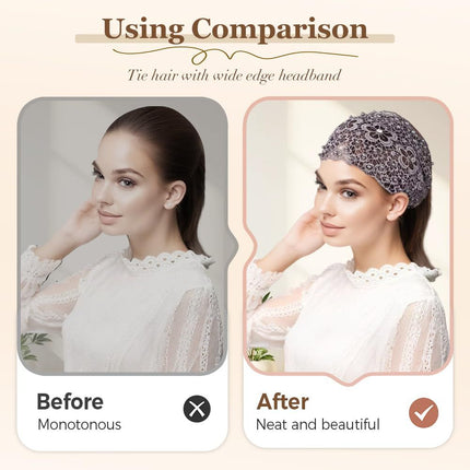 2025 New Elegant Floral Beaded Headbands for Women, Wide Lace Hair Bandanas, Boho Hair Accessories (5PCS, one size)