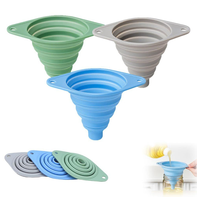 Kitchen Funnel Set 3 Pack Collapsible Silicone Funnels for Filling Water Bottles & Small Bottles Food-Grade